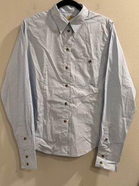 Filson Women’s XL Blue Plaid Long Sleeve Button Up Shirt Fishing Cotton Outdoors